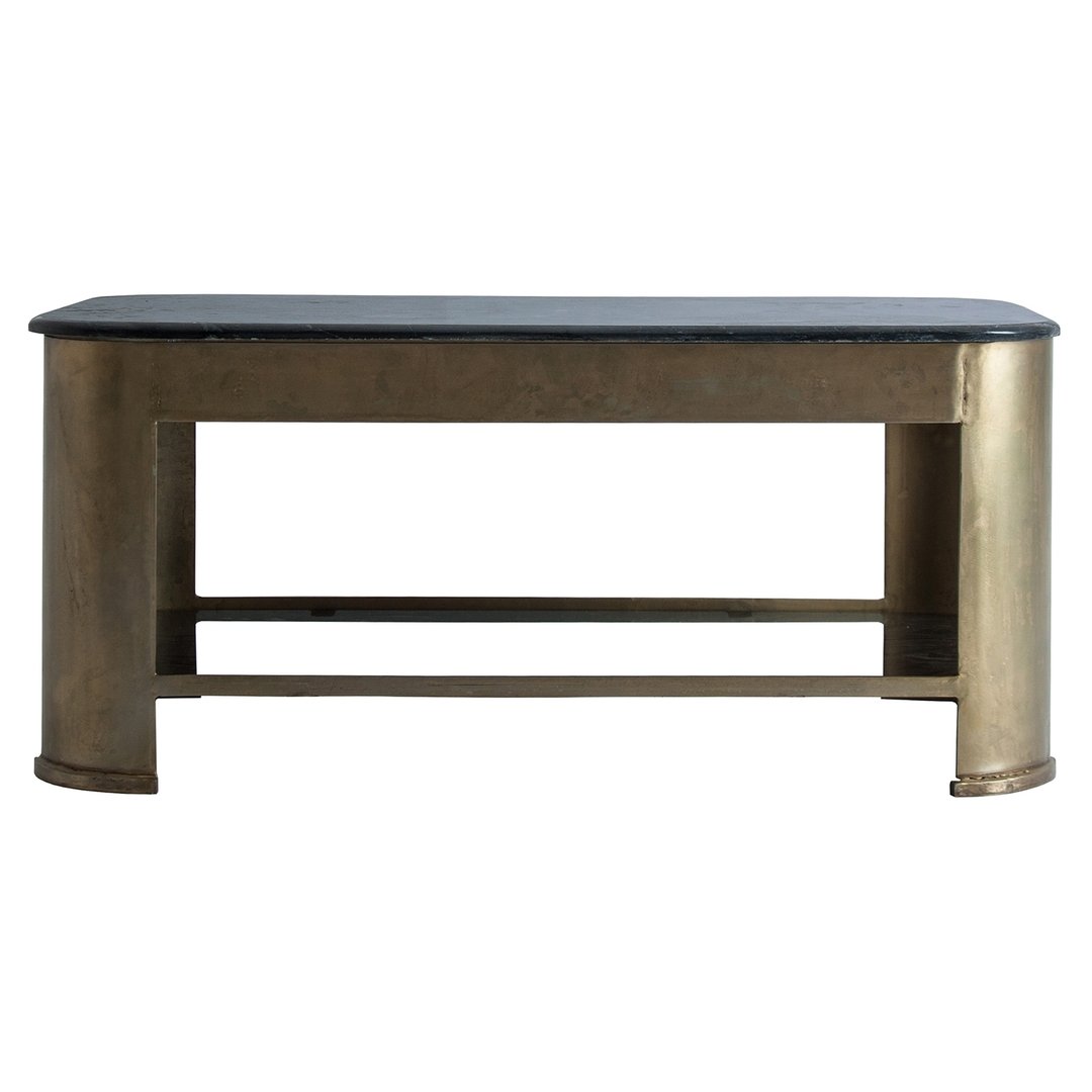 Tavolino art decò dorato e marmo