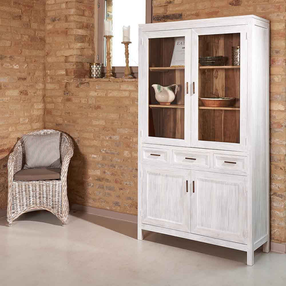 Vetrina country chic teak sbiancato