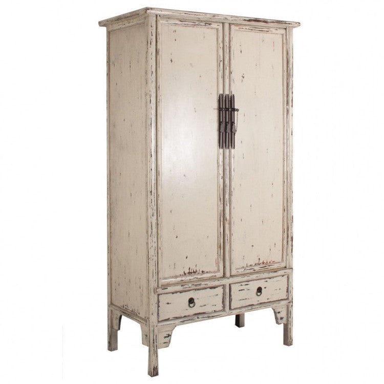 Armadio cinese bianco anticato