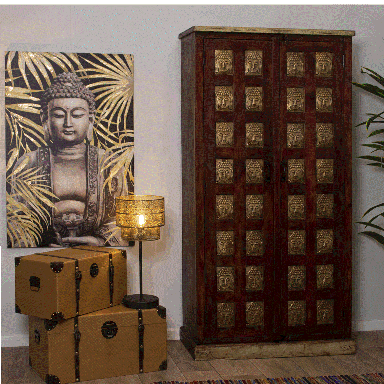 Armadio stipo etnico legno e ottone