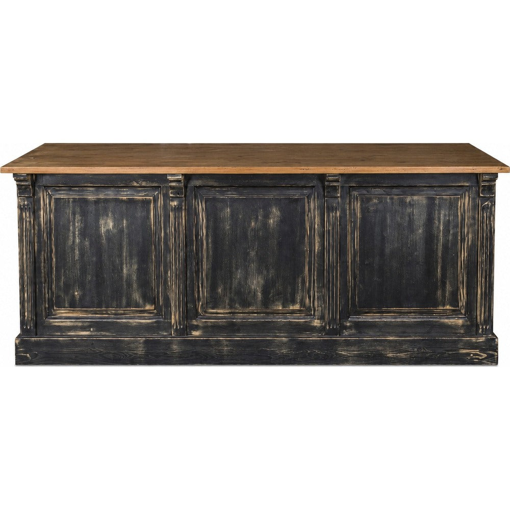 Banco vendita vintage in abete e rovere per negozio elegante
