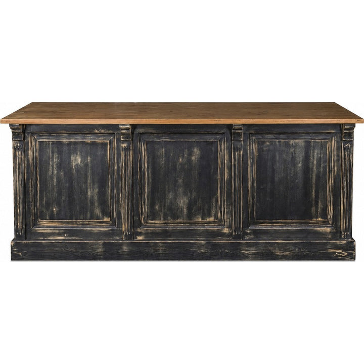 Banco vendita vintage in abete e rovere per negozio elegante