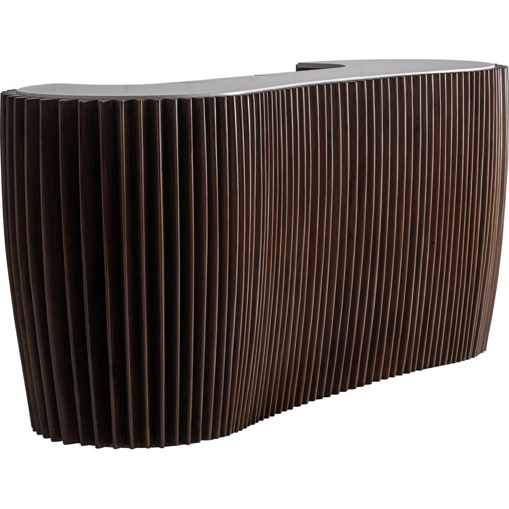 Bancone fluted luxury con frontale scanalato in legno marrone