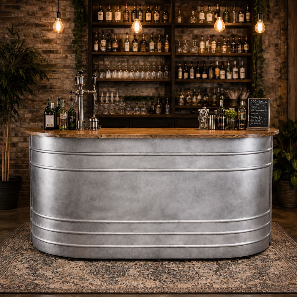 Bancone Bar in Lamiera Zincata stile Industrial Vintage