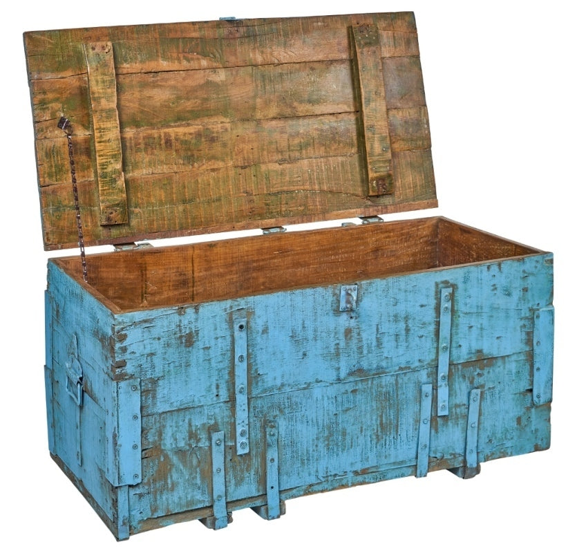 Baule originale azzurro shabby