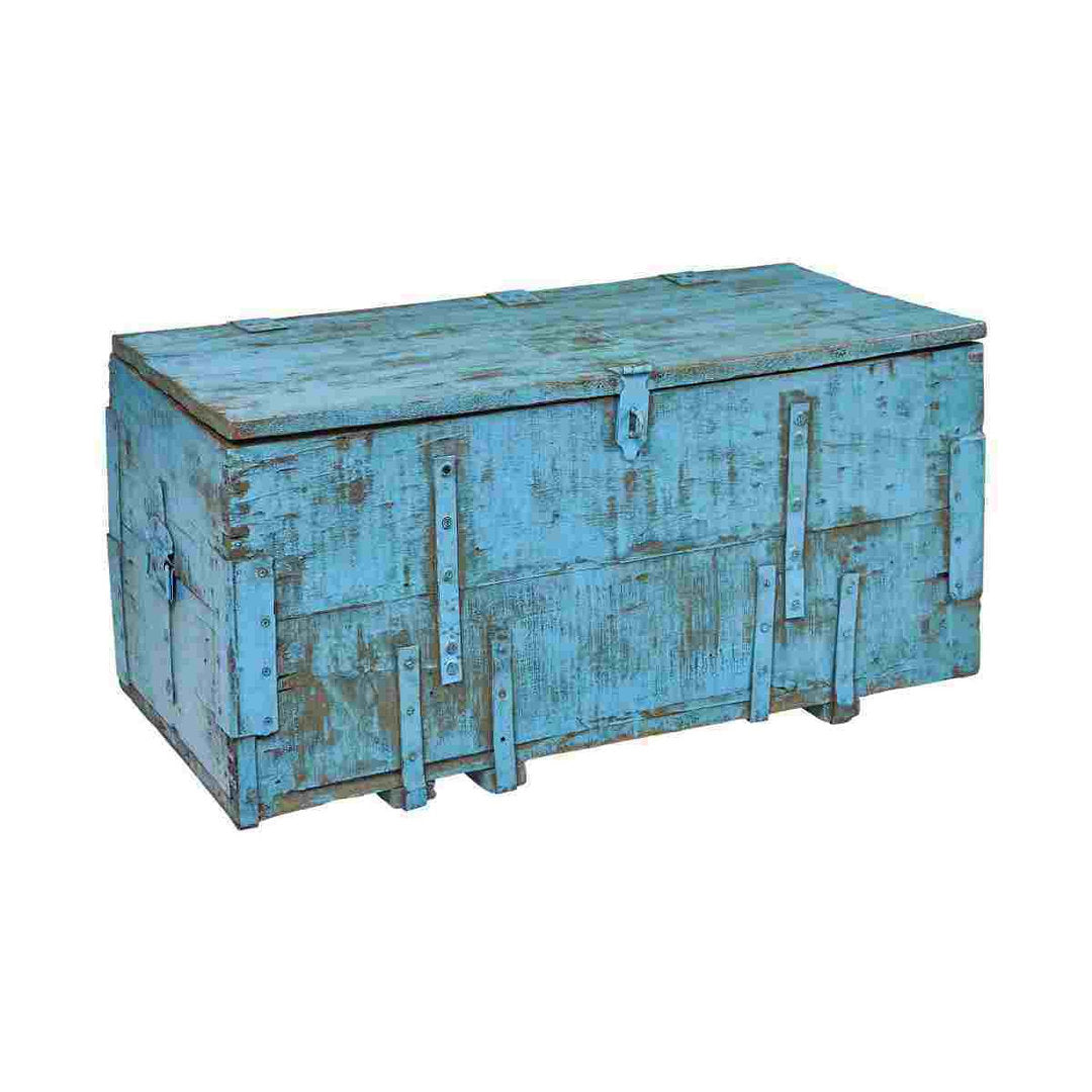 Baule originale azzurro shabby