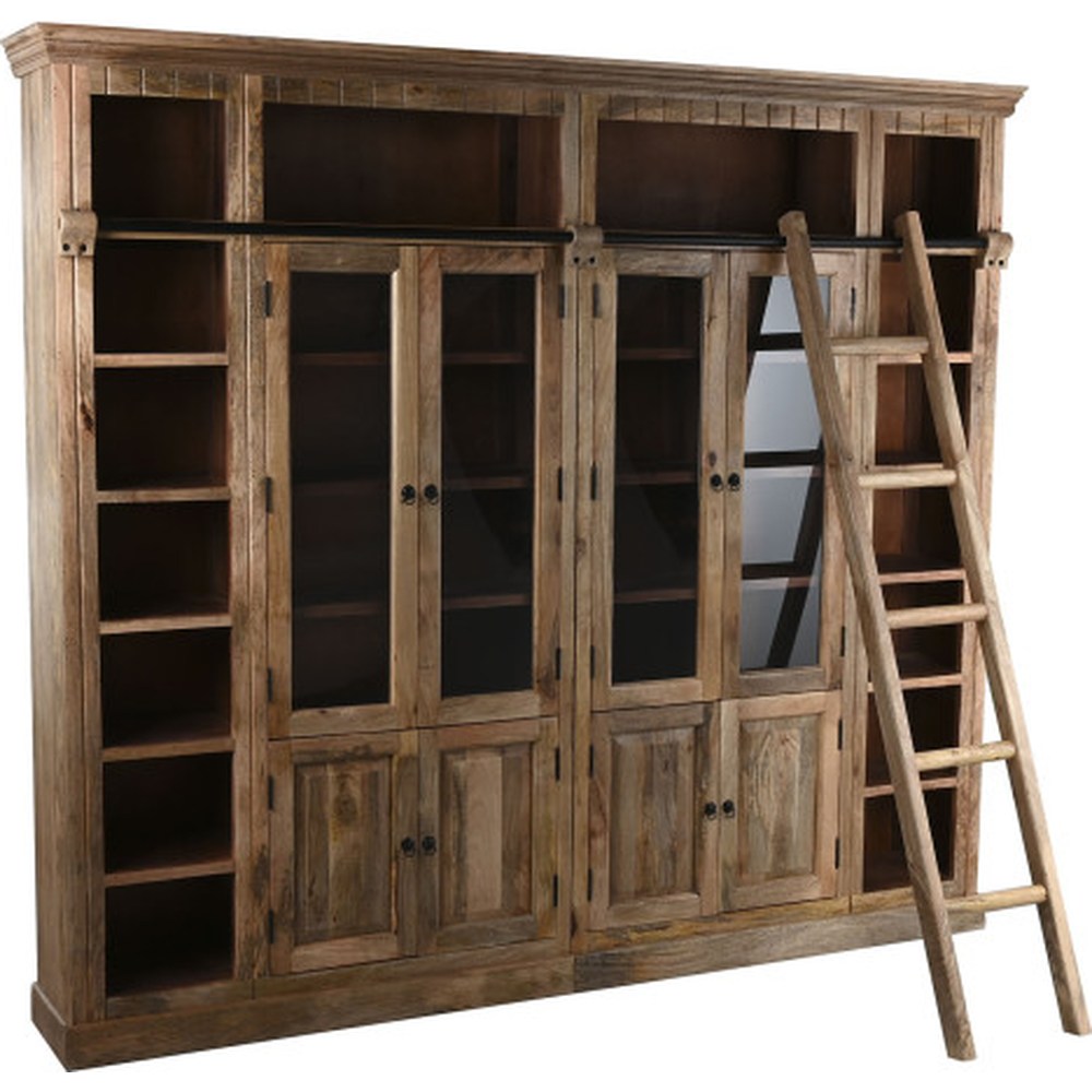 Libreria biblioteca legno massello anticato