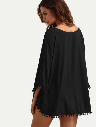 Blusa etnica nera elegante