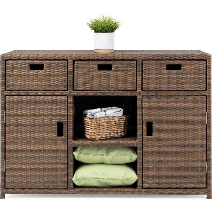 Madia da esterno in polyrattan con cassetti e ante