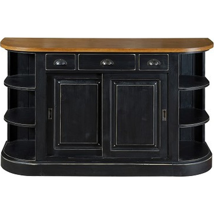 Buffet provenzale nero con top in legno naturale