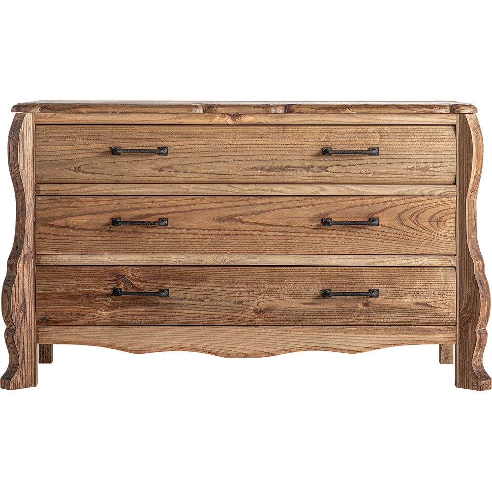 Cassettiera in legno di olmo artigianale elegante