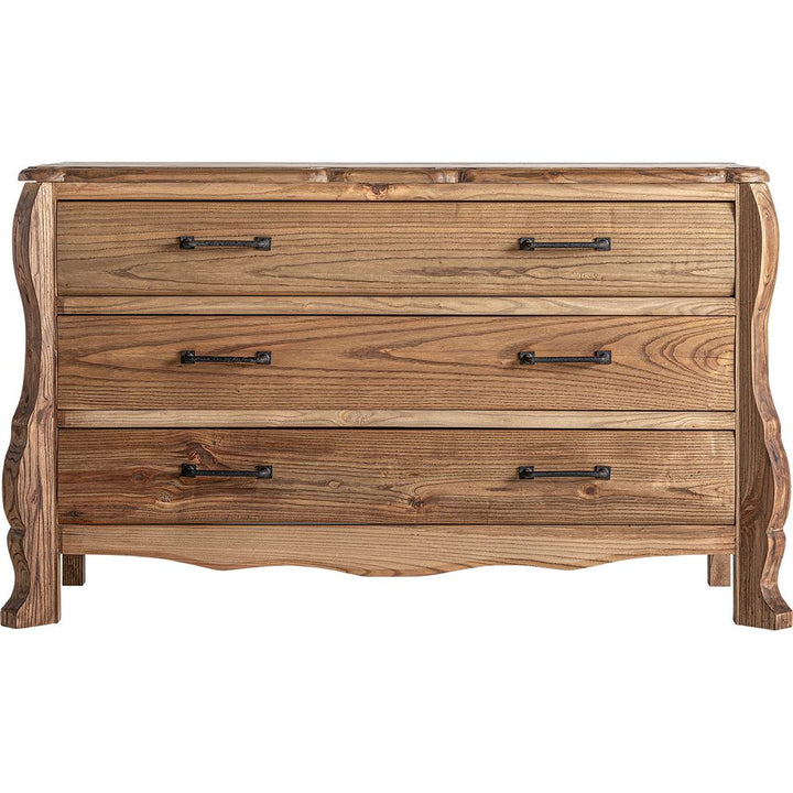 Cassettiera in legno di olmo artigianale elegante