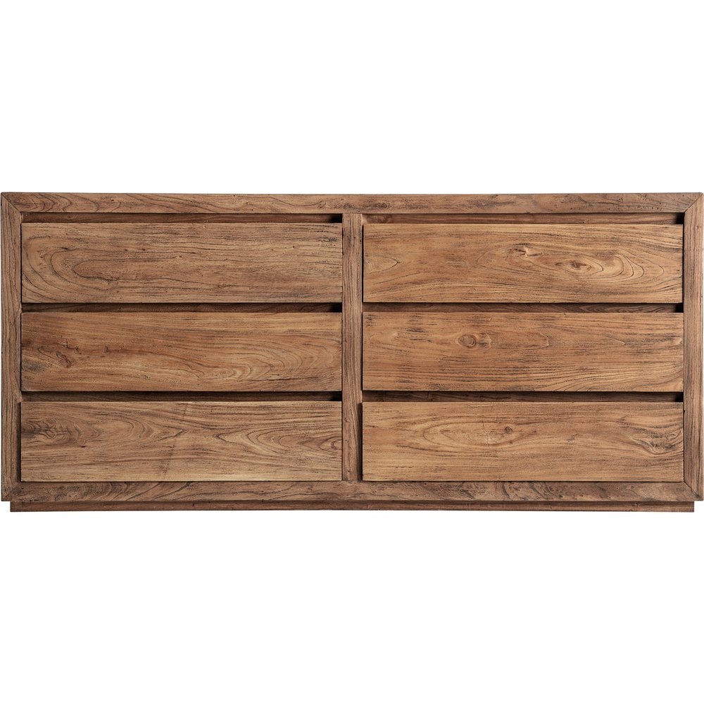Cassettiera in legno massello di olmo marrone moderna