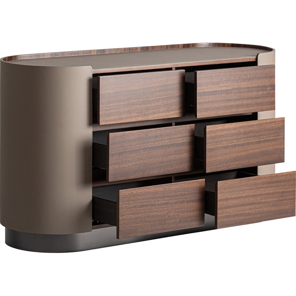 Cassettiera Contemporary Luxury Eucalipto e Similpelle