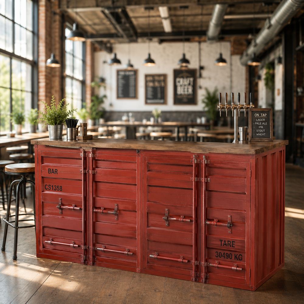 Bancone Bar Bistrò Container Industrial Rosso