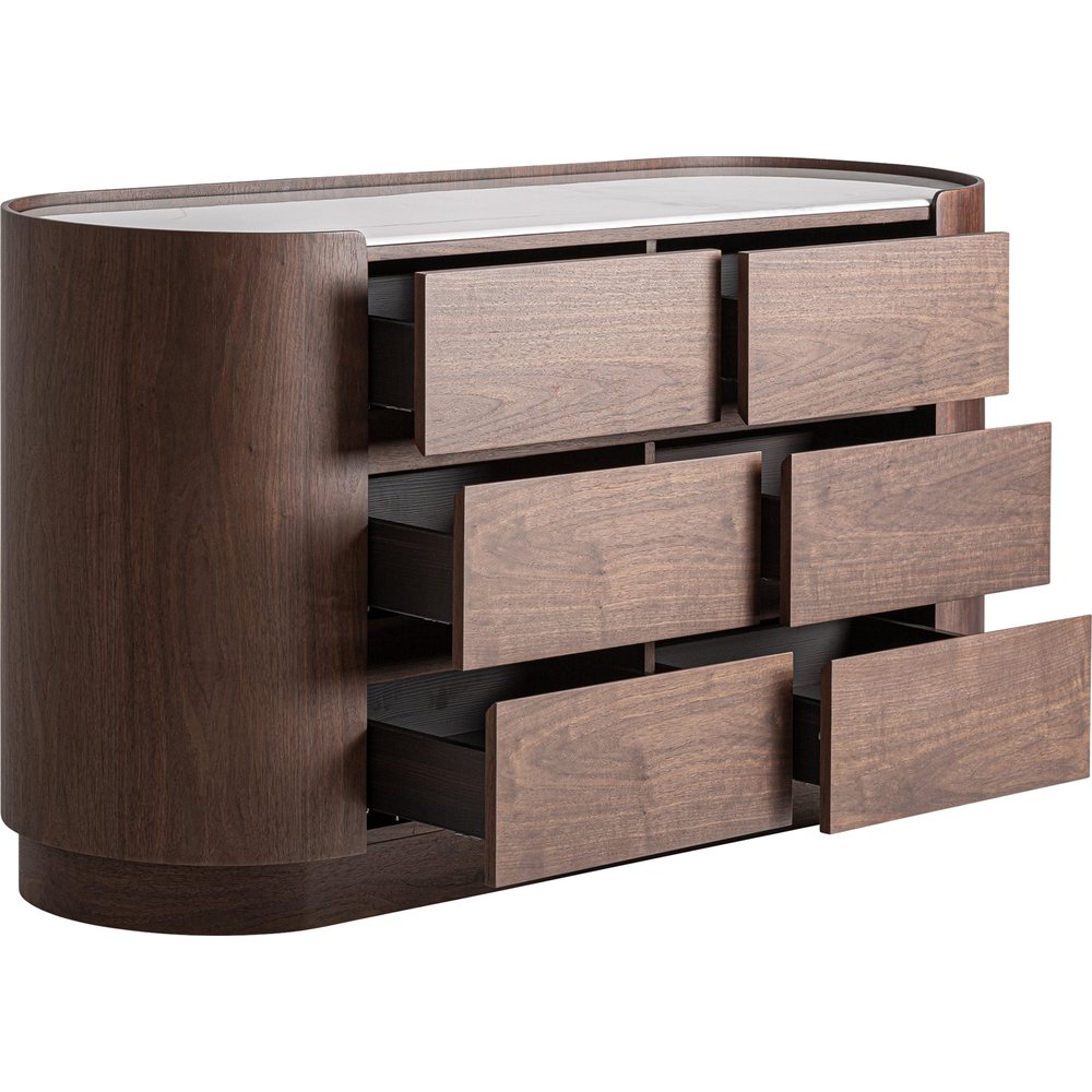 Cassettiera Bombata Design in Legno e Pietra
