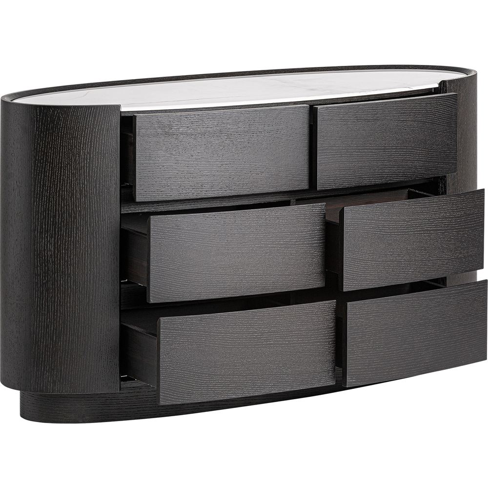 Cassettiera Design Nero e Pietra Bianca Moderna Isen