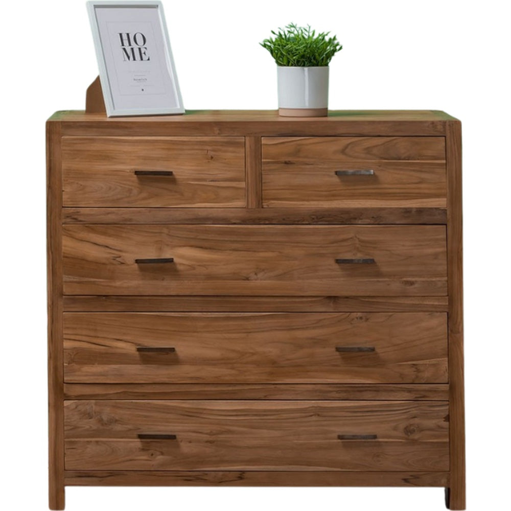 Cassettiera country chic in teak massello naturale
