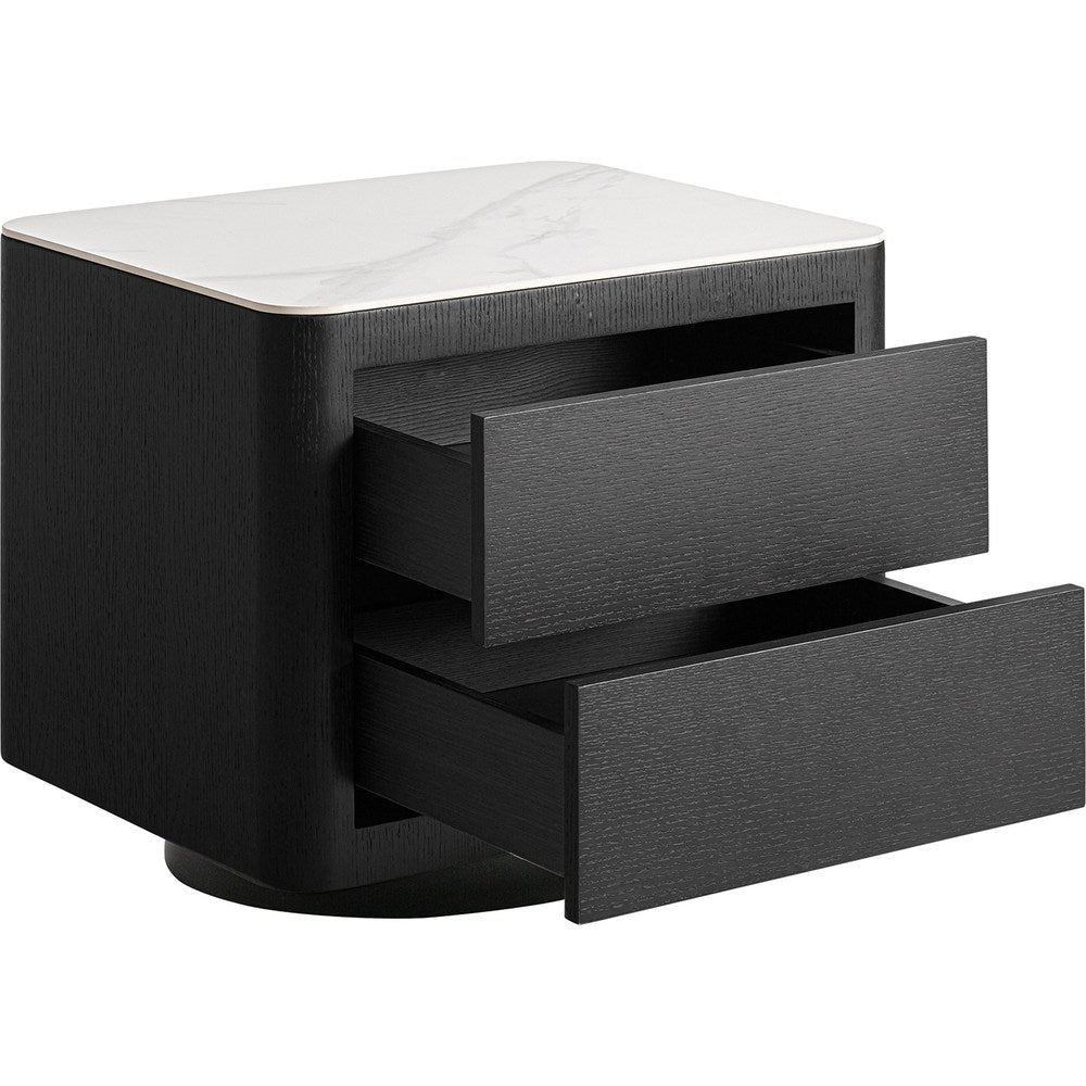 Comodino Art Déco rovere grigio e pietra lusso Éloise