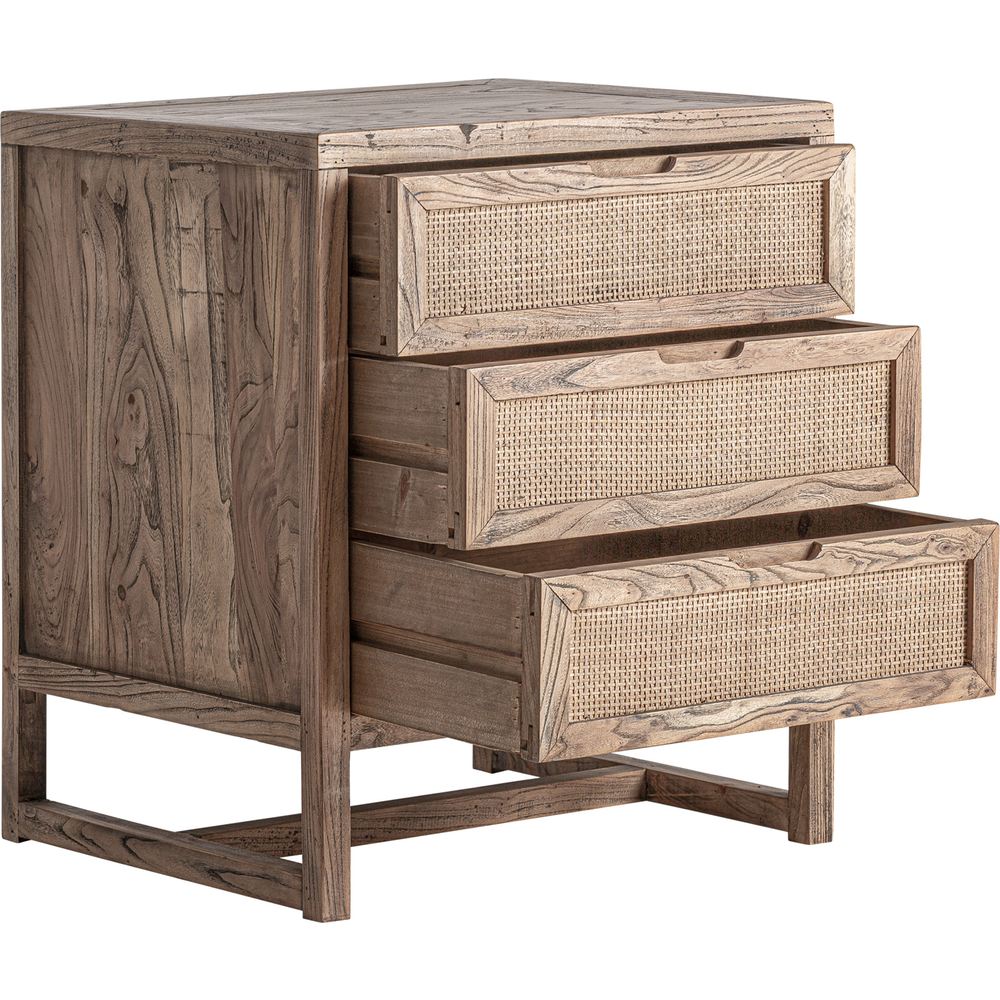 Comodino Lusso in Olmo e Rattan Naturale