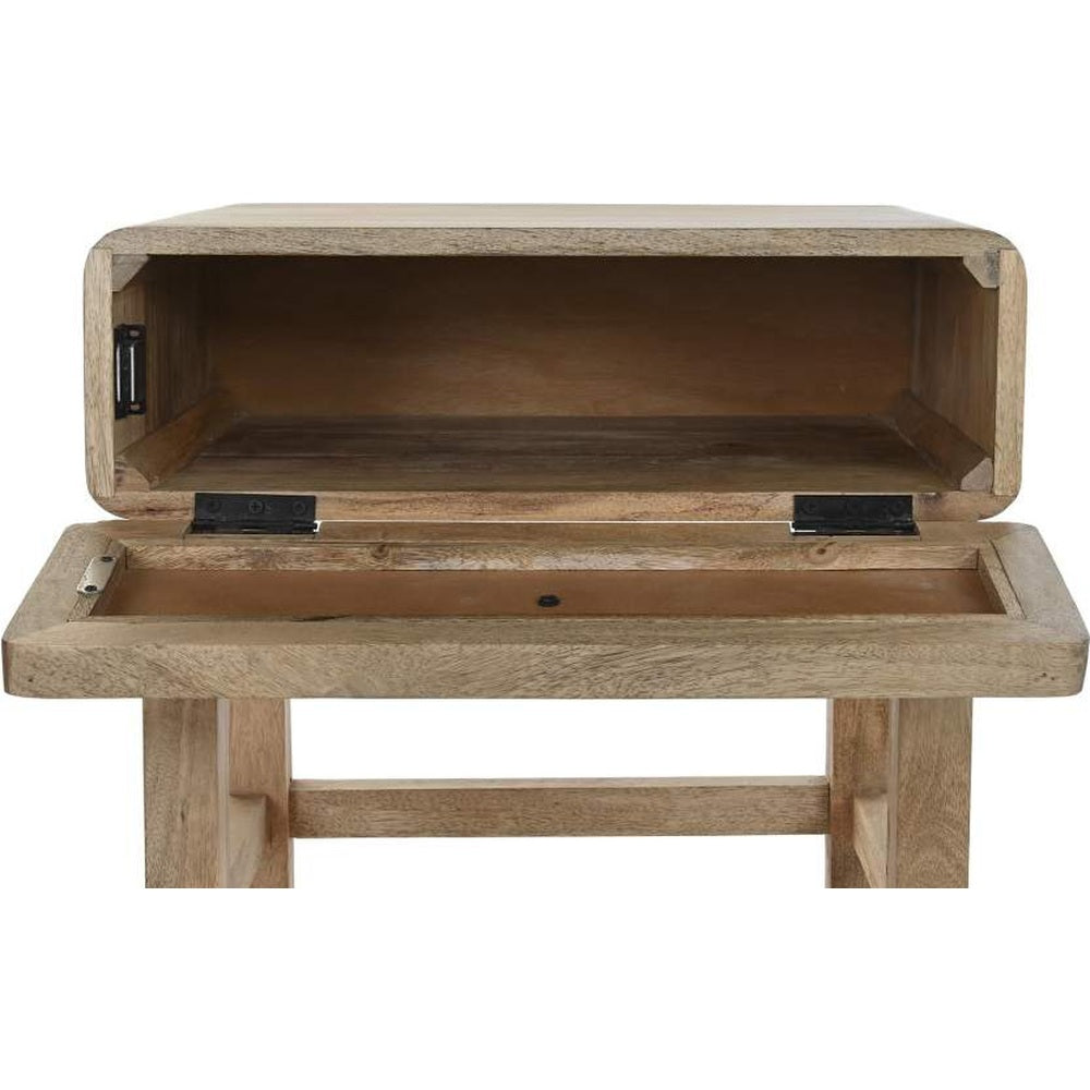 Comodino legno massello e rattan