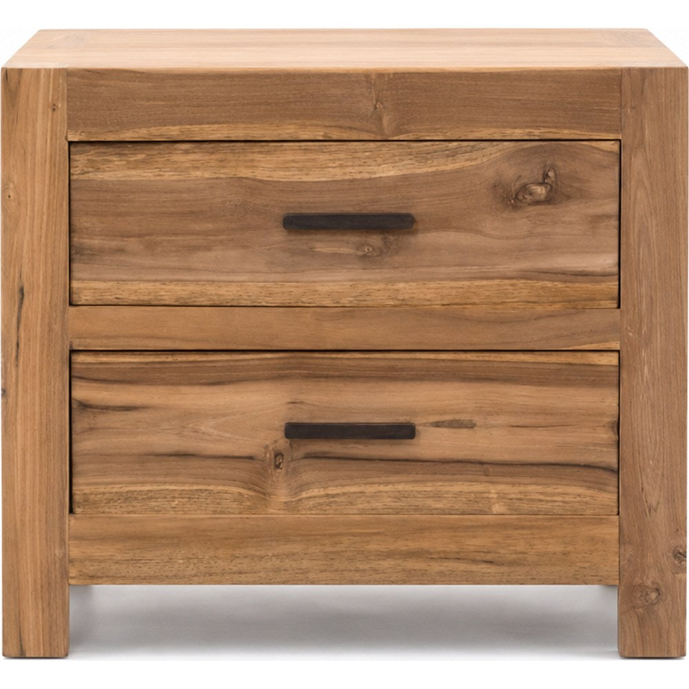 Comodino Country Chic di lusso in teak massello artigianale.