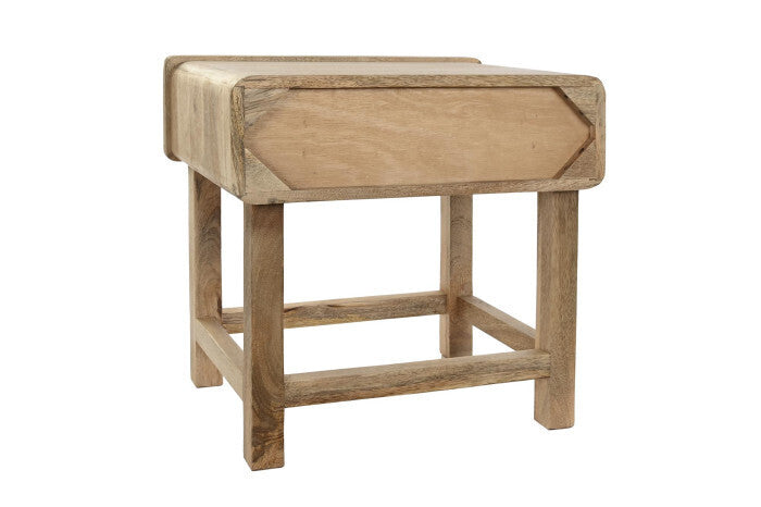 Comodino legno massello e rattan