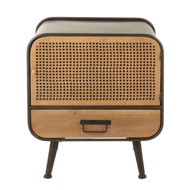 Comodino vintage legno e metallo