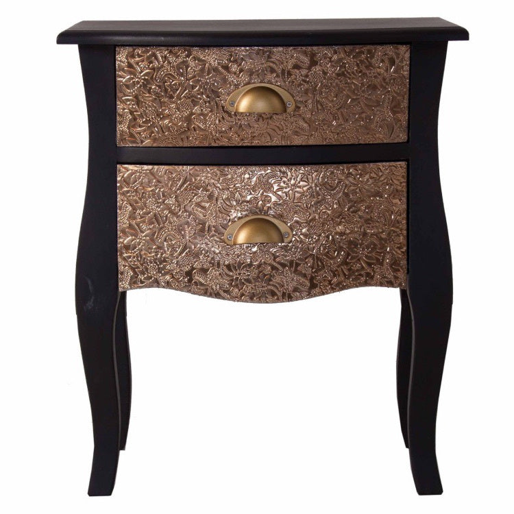 Comodino provenzale nero e oro