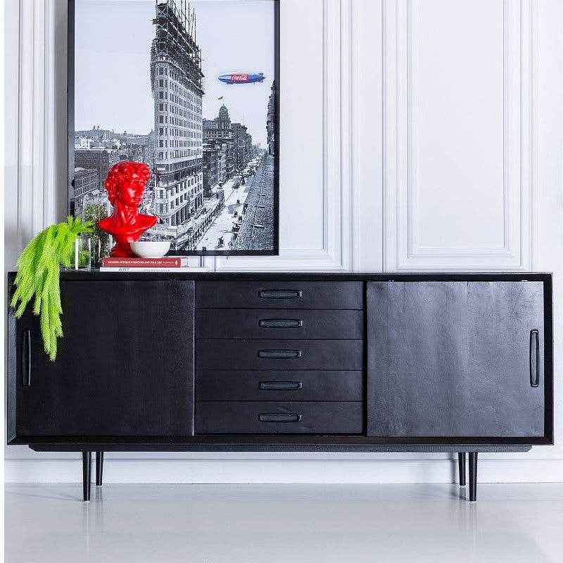 Credenza industrial legno nero