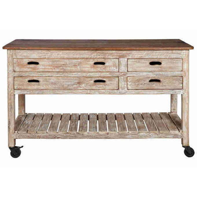 Credenza legno biancato con ruote