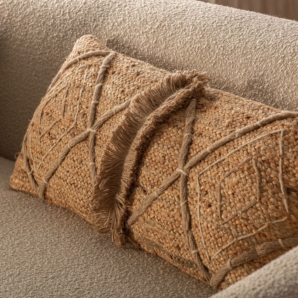 Cuscino etnico chic juta  ricamato design