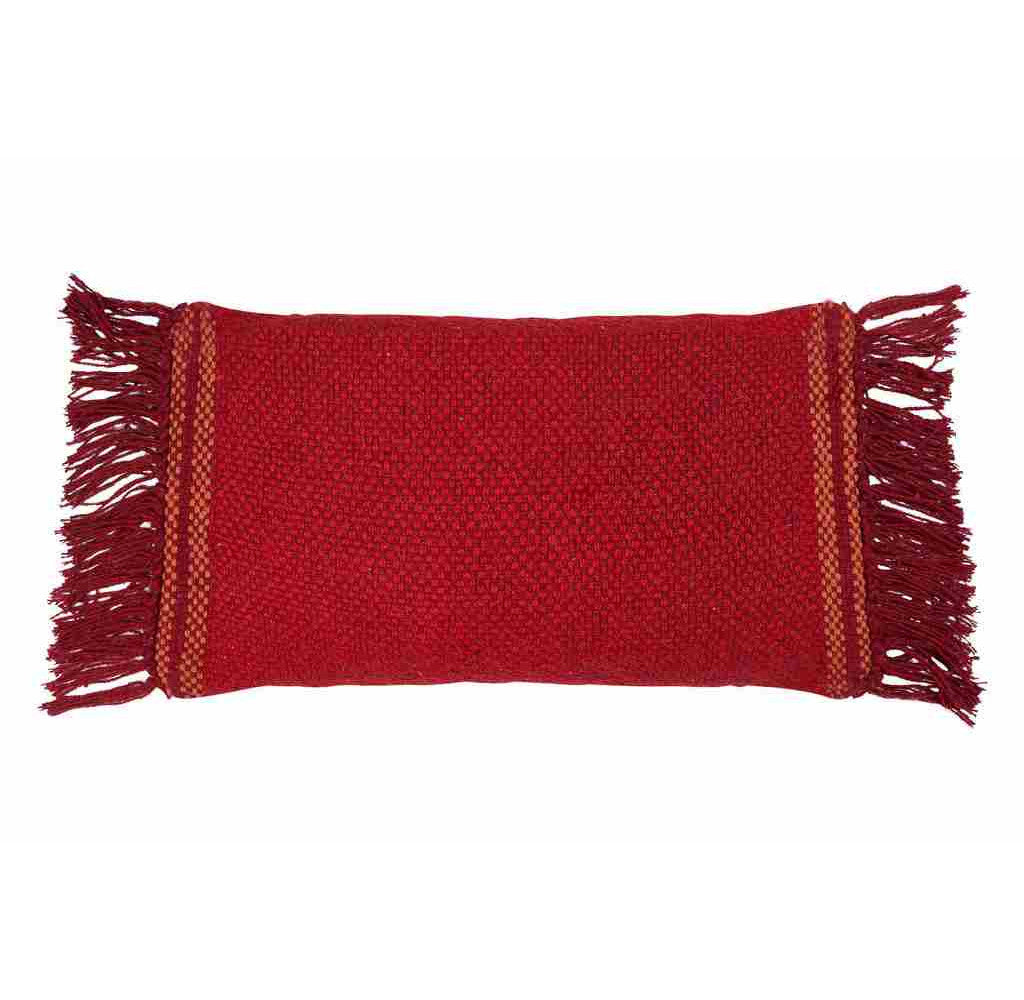 Cuscino rettangolare frange rosso