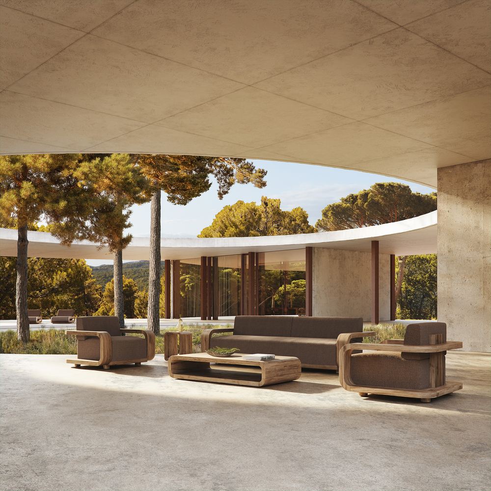 Divano outdoor teak riciclato design – lusso Embrace