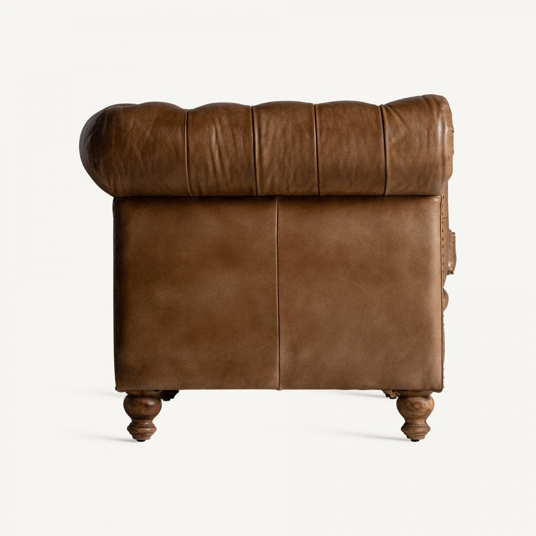 Sofà Capitonné Marrone Stile Vintage