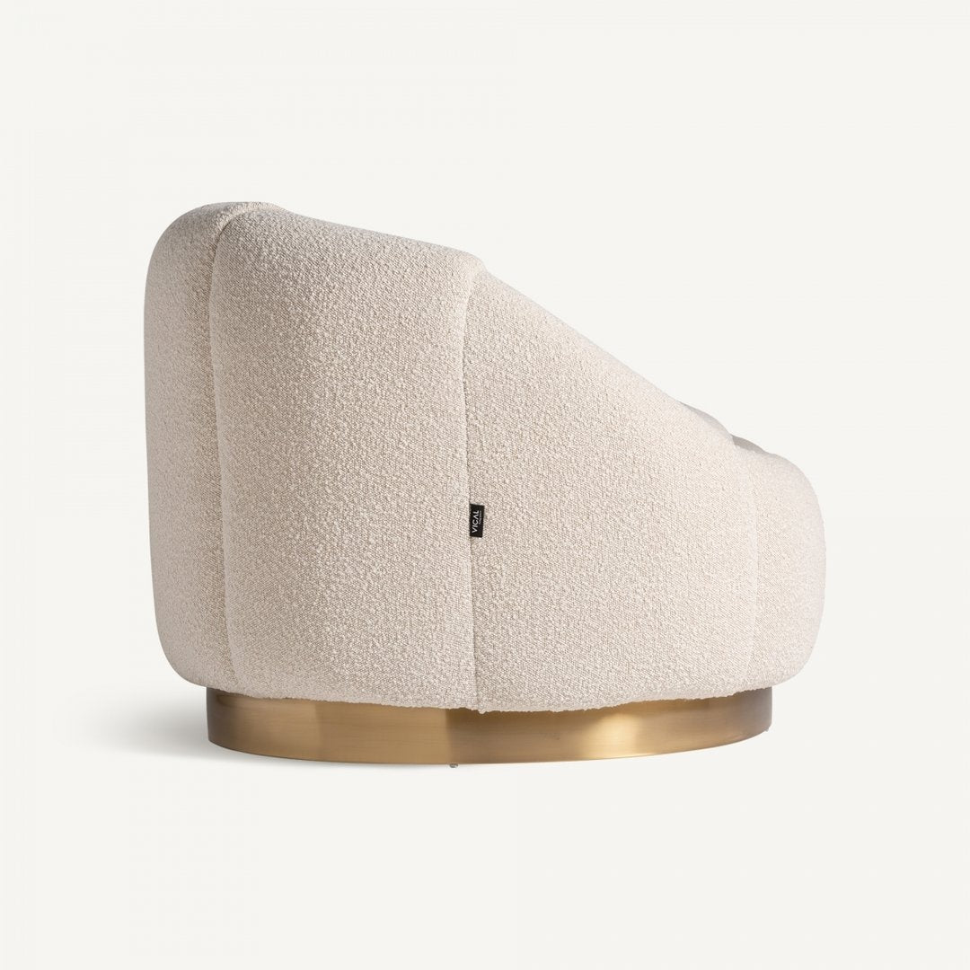 Sofà Bouclé Bianco Oro Stile Art Déco