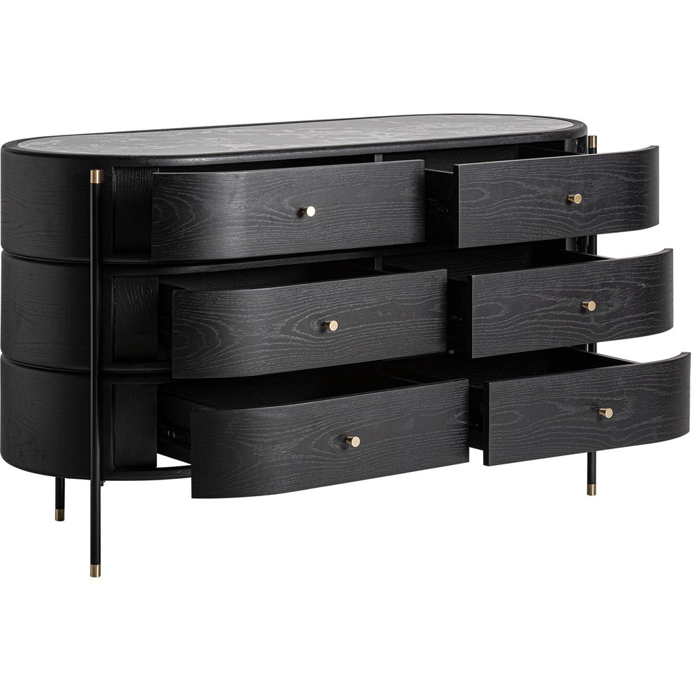 Cassettiera Design di lusso Nera Dorata