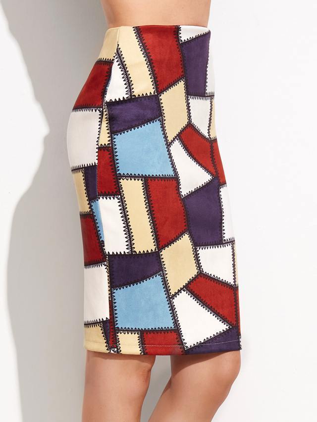 Gonna scamosciata multicolore