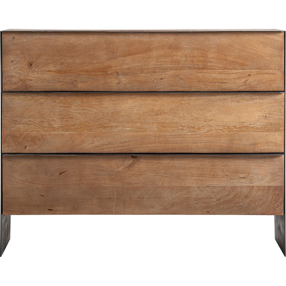 Cassettiera minimal in legno di mango e ferro nero