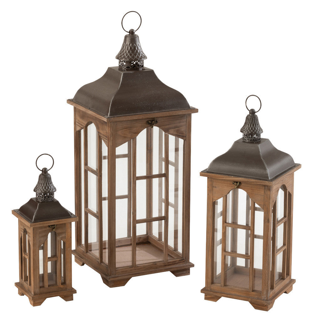 Set 3 lanterne country chic legno