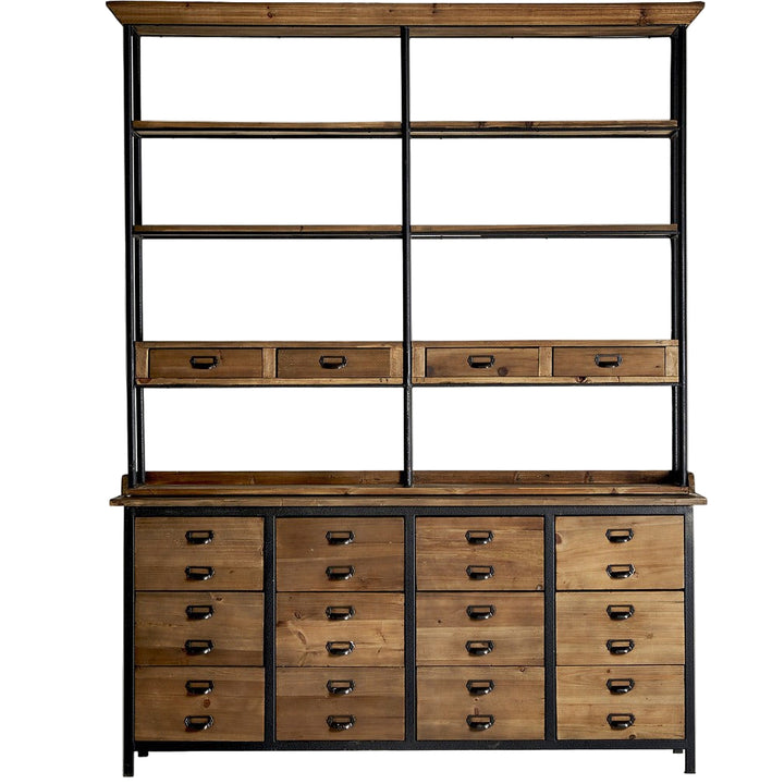 Libreria in legno industrial con cassetti