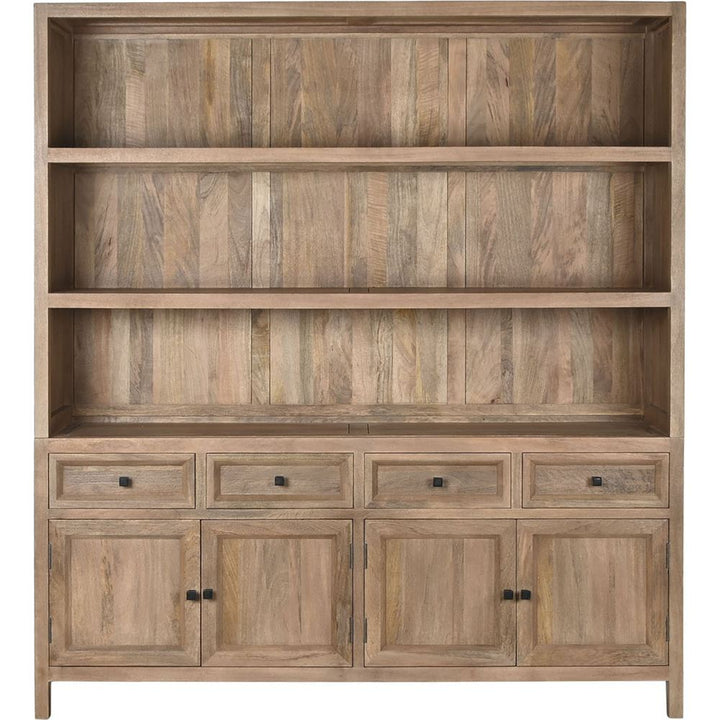 Libreria vintage in legno massello di mango naturale.