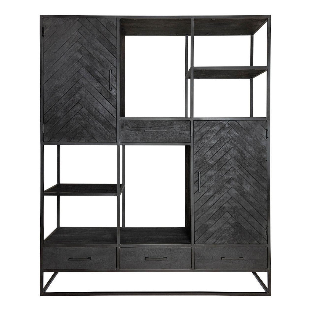 Libreria living nera legno