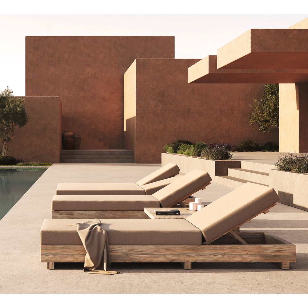 Lettino outdoor teak beige design – lusso Horizon Pure