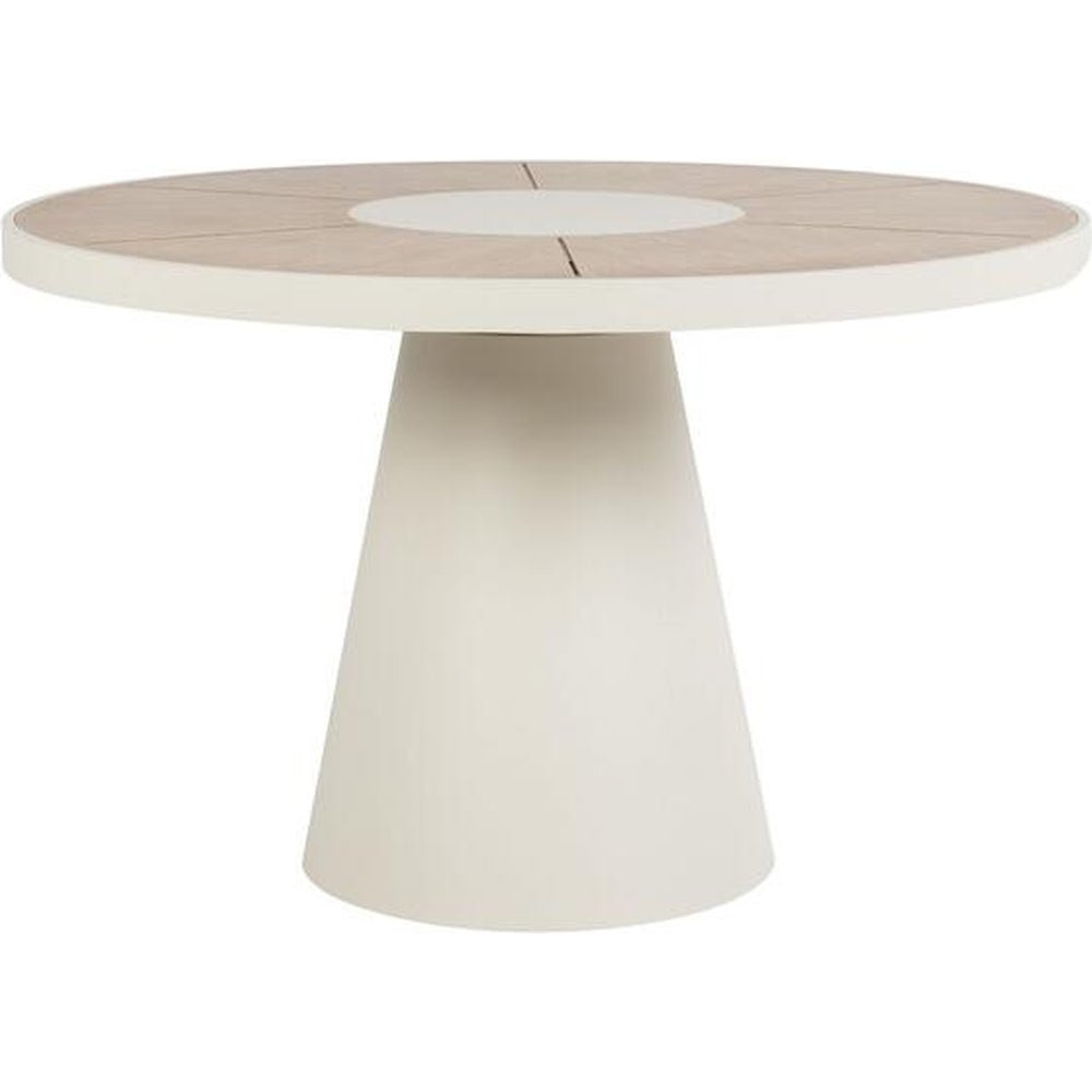 Tavolo outdoor rotondo design lusso in alluminio effetto legno