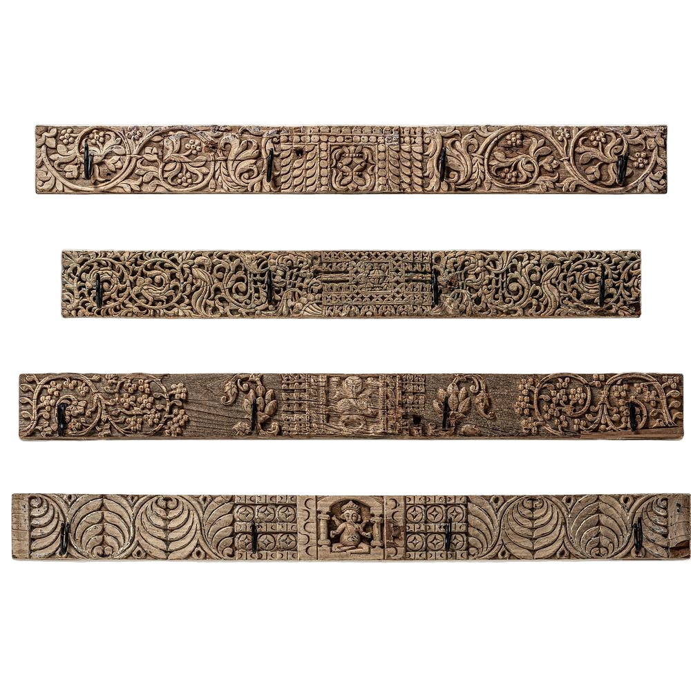 Appendiabiti da parete in legno di teak naturale chic