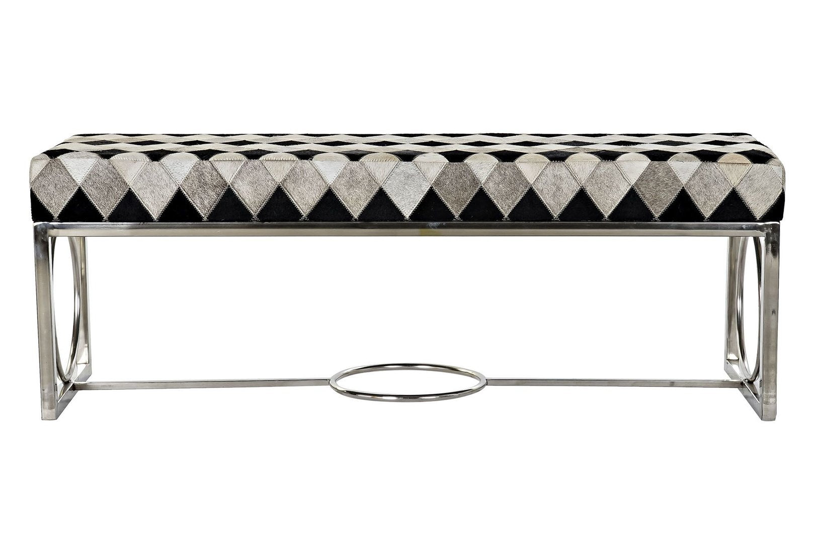 Panca vintage acciaio e pelle