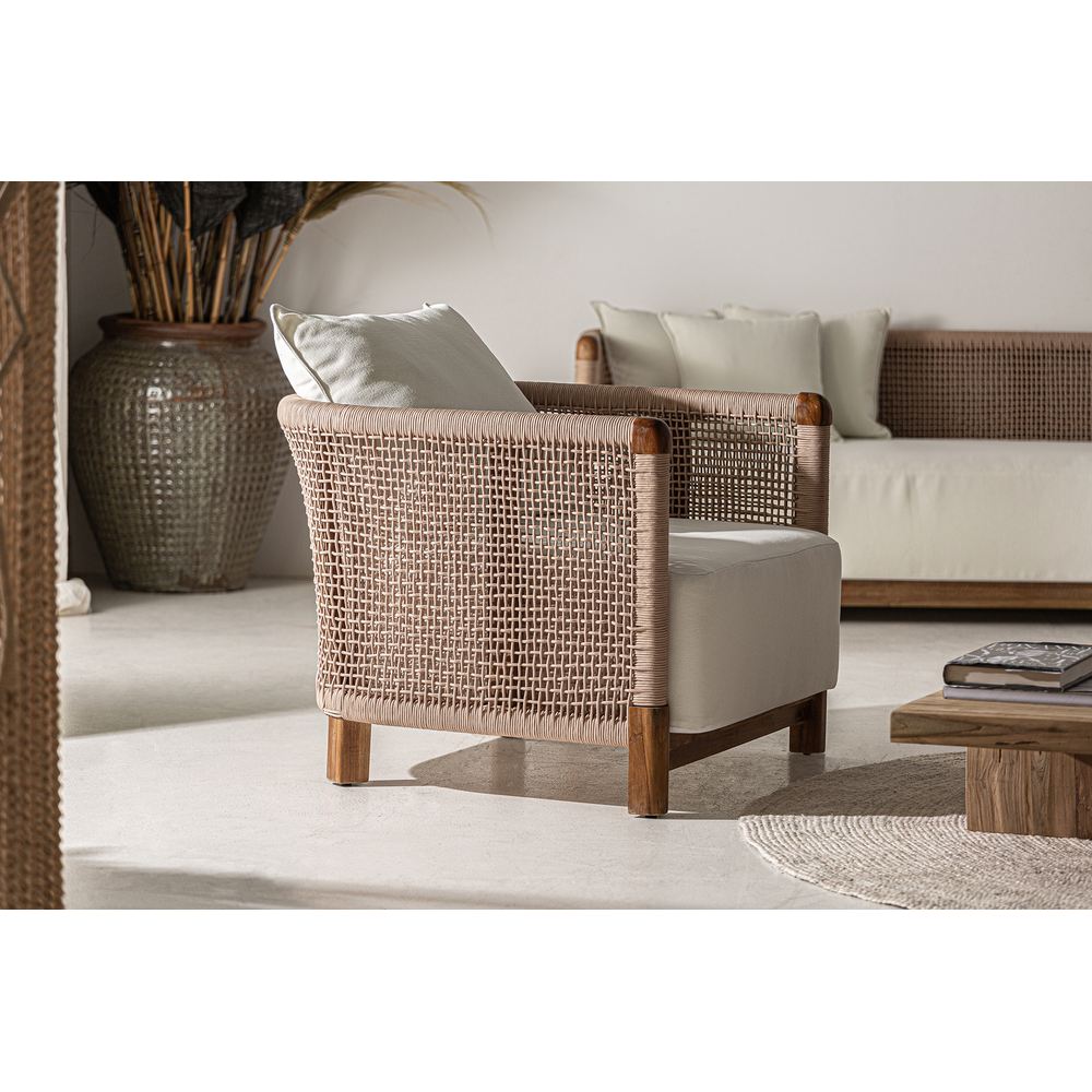 Poltrona outdoor teak corda naturale – lusso Riva