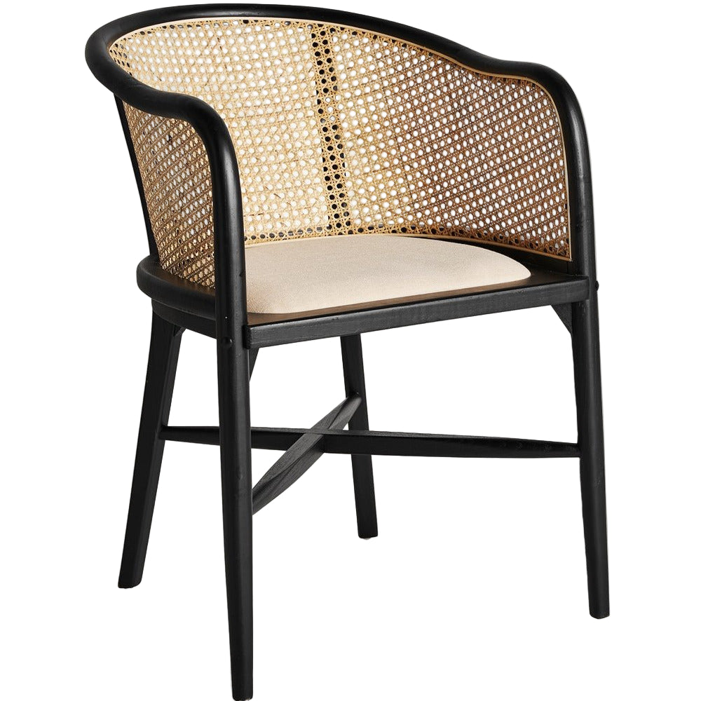 Sedia elegante in legno e paglia per sala da pranzo o veranda