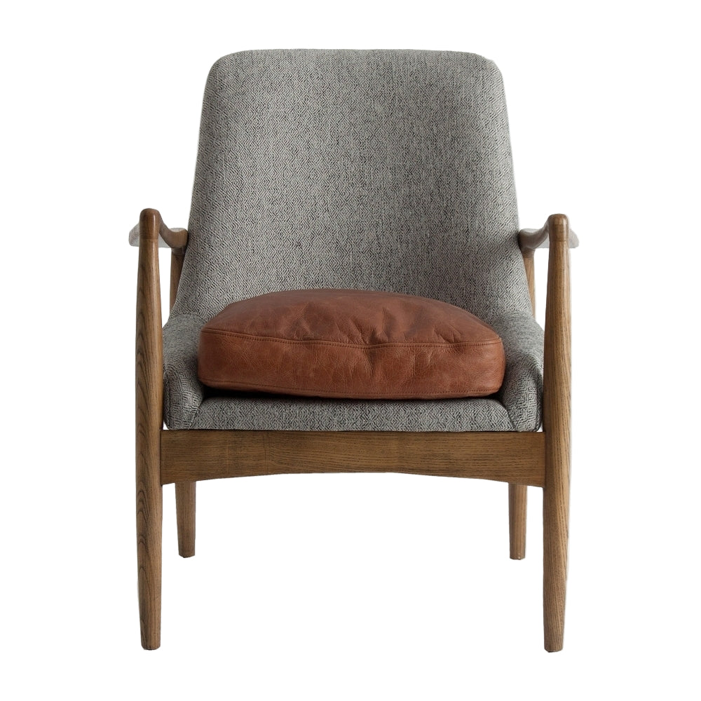 Poltrona nordica grigio naturale di lusso in legno di abete